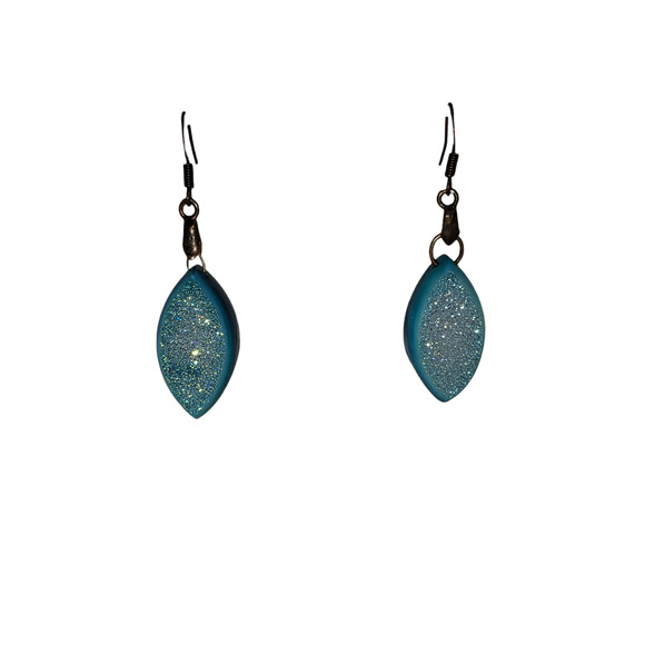 Copper and Marquise Shape Blue Drusy Drop Dangle Earrings - Picture 7 of 7